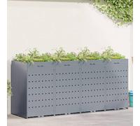 Trolley Bin with Plant Roof, Powder Coated Steel, 272 x 77.5 x 121.5 cm, Light Grey, Expandable, Ventilated, for Wheelie Bin Box, Wheelie Bin House, Waste Bin