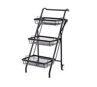 Trolley Black Storage Rack Home Rolling Kitchen Rolling with Removable Breathable Drain Basket for Bathroom Laundry Narrow Places(Size:3-Tier Color:Black) (Black 3)