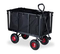 Relaxdays Tall Heavy-Duty Cart with Red Rims