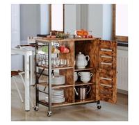 Trolley Cart with Wheels, Multipurpose Sto Cabinet, Removable Handle, Shelves & Cup Hoo, Ideal for Kitchen Island & nizat