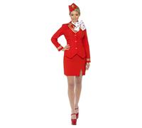 Trolley Dolly Costume Ladies Virgin Air Hostess Cabin Crew Fancy Dress UK 8-18