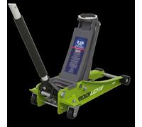 Sealey 2001LEHV Trolley Jack 2.25 Tonne Low Profile Rocket Lift Hi-Vis Green