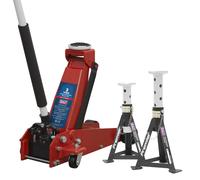 Trolley Jack 3 Ton Tonne Hydraulic & Axle Stand Set 3 Ton Car Garage