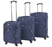 Trolley luggage set Navy Blue PVC-coated Oxford 45x35x73cm 3pc expandable travel