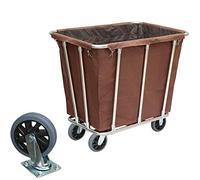 Trolley Movable Hand Trucks Storage,Kitchen Movable Trolleys, Heavy Duty Sorter Organizer Serving,Linen Trolley with Movable Fabric Bags (Brown 6Inch Wheel) (Brown 6Inch W