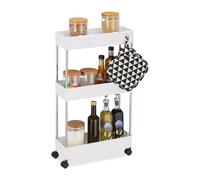 Trolley on wheels Rolling Cart Slim Storage Rack Mobile Organiser 3 Shelves