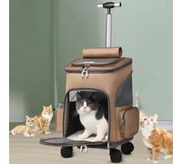 Trolley Pet Bag,Outdoor Cat Bag Trolley Case,Pet Carrier Backpack, Foldable, Large Space, with Universal Wheel