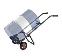 Trolley Rolling Drum Hand Truck Oil Drum Transport Push Cart with 2 Rubber Wheels EVA Handles Chime Spring Hook for Drum Fixation Heavy Duty Metal Sack Barrow Trolley Load up to 54