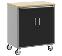 vidaXL Tool Cabinet - Engineered Wood & Steel - Black/Grey - 100kg Capacity - Workshop/Garage Storage - 45x75x85cm