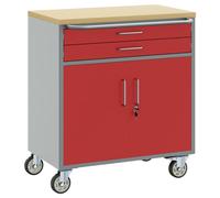 Trolley Rolling Workbench with Wheel Engineered Wood and Steel Table vidaXL
