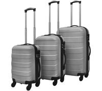 Trolley set 3pc ABS hardcase silver S45.5x30x20 M55x36x22 L66x41x24 spinner