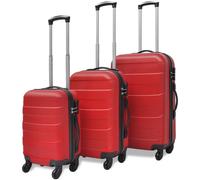 Trolley Set 3pc Red ABS S45.5/M55/L66cm Hardcase 4x360° Wheels Locks Telescopic