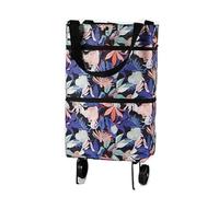 Trolley Shopping Reusable for Supermarket 2 Wheels Bag Foldable Silent 20L Trolley For Shopping Supermarket Travel Cart Shoulder Bags Portable(Blue)