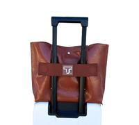 Trolley Strap Carryon Luggage Strap Over Suitcase Handle for Attaching Carryon Bag Travel Accessories TSA Approved Carry-On Add a Bag Belt Sleeve for A Tote Backpack Purse (Dark Brown)