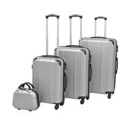 Trolley Suitcase Set 4-Piece Silver ABS Hard Shell XL 76x48x28cm Stackable Set4