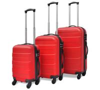 Trolley suitcase set Red ABS 3pcs nested 45.5/55/66 cm lightweight lockable zip