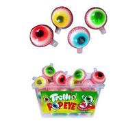 Trolli Pop Eye Sour Splash Pack of 10 - Fruit Flavour Jelly Candy with 10% Filling - Original German Recipe - Naturally Gluten Free & Lactose Free Fun Treats for Kids & Adults