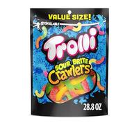 Trolli Sour Brite Crawlers Gummy Candy, Assorted Flavors, 30.4 Ounces | Cherry-Lemon, Strawberry-Grape, Orange-Lime sour gummy worms, resealable value size bag, party candy, sharing, snacking
