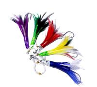 Trolling Lures Feathers 5 Colors 6 Inch Fully Rigged Tuna Teasers Squid Lures,Bullet Head Offshore Saltwater Fishing Lures