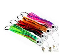 Trolling Skirt Lures Set of 4pcs 9 inch Fishing Saltwater Lures Deep Sea for Tuna Mahi Marlin Dolphin Wahoo,with Rigged Hooks Offshore Big Game Fishing