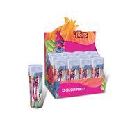 Trolls 12 x Official Licensed 12 Colouring Pencils & Sharpener In Tin