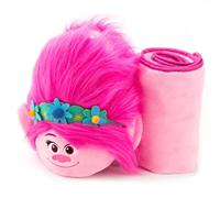 Trolls Armrest Buddy Stuffed Plush Travelling Toy Age 3+ With Blanket 13” - Kids Ultimate Travel Pillow Companion Set (Poppy)