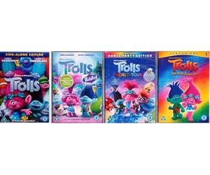 TROLLS COMPLETE COLLECTION / 1. TROLLS / 2. TROLLS HOLIDAY / 3. TROLLS WORLD TOUR / 4. TROLLS THE BEAT GOES ON - COMPLETE SEASON ONE= ULTIMATE 4x DVD SET