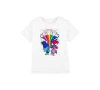 Trolls Girl's Powered By Rainbow T-Shirt White | Size: 3-4 Years Trolls White 3-4 Years