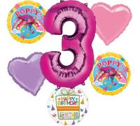 Trolls Poppy 3rd Birthday Party Supplies Balloon Bouquet Decorations 6pc