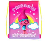 TDL Trolls Rainbow Dreams Large Drawstring Gym Bag 16" X 13" (40cm x 33cm)