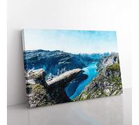Trolltunga Rock Formation In Norway Canvas Wall Art Print 30x20 Inch