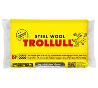 TROLLULL Steel Wool | Wire Wool extra-fine 0000 polishes waxed wood, copper, brass, and matt surfaces, cleans glass, 8 pads 200g