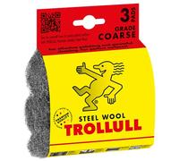 TROLLULL Steel Wool | Wire Wool Pads, 3 DIY Pads coarse 3 enhances the natural grain of wood, cleans glass, roughens old varnish or paint