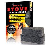 TROLLULL Stove Glass Cleaner for woodburning stoves and Burners, Sponge, Fireplace Cleaner, Glass pane Cleaner, 2 Pieces