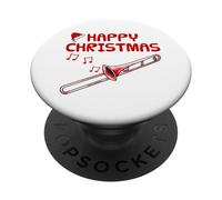 Trombone Christmas Trombonist Brass Musician Music Teacher PopSockets Adhesive PopGrip