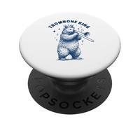 Trombone King Bear Musician Brass Player PopSockets Adhesive PopGrip