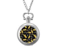 Trombone Music Instruments Vintage Pocket Watch with Chain Arabic Numerals Scale Quartz Pocket Watches Gifts for Men Women