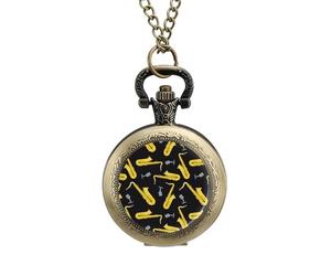 Trombone Music Instruments Vintage Pocket Watch with Chain Arabic Numerals Scale Quartz Pocket Watches Gifts for Men Women