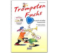 Trompeten Fuchs tome 2 (version allemande), la méthode de trompette géniale et amusante de Stefan Dünser, manuel avec CD et pince pour partitions colorée en forme de cœur