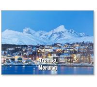 Tromso at Full Moon in Winter Time, Christmas in Tromso, Norway, Design 2, Fridge Magnet