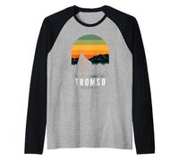 Tromso Norway Northern Lights Norwegian Snow Retro Oslo Nor Raglan Baseball Tee