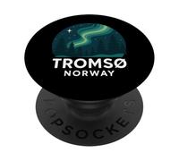Tromso Norway Norwegian Northern Lights Snow Retro Oslo 47 PopSockets Adhesive PopGrip