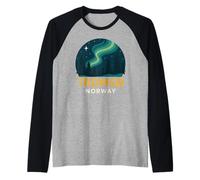 Tromso Norway Norwegian Northern Lights Snow Retro Oslo 47 Raglan Baseball Tee