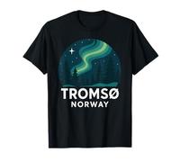 Tromso Norway Norwegian Northern Lights Snow Retro Oslo 47 T-Shirt