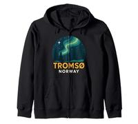 Tromso Norway Norwegian Northern Lights Snow Retro Oslo 47 Zip Hoodie