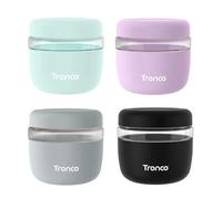 Tronco 24 oz Glass Lunch Bowl Container with Lid, Reusable Glass Food Container for Salad, Snack,Yogurt, Soup Food Storage, Meal Prep, Airtight, Leak & Spill Proof, Dishwasher Safe, BPA-Free, Set of 4