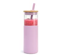 Tronco 24 oz Glass Tumbler with Lids and Straws, Reusable Iced Coffee Cups