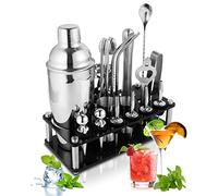 Trongle 20-Piece Cocktail Shaker Set, 750ml Stainless Steel Cocktail Making Kit with Double Jigger, Display Stand, Great Gift for Home, Bar, Party, Christmas, Thanksgiving