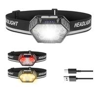 Trongle Head Torch Rechargeable 1500mAh, 11 LED Headlamp with Motion Sensor, 4 Lighting Modes, 45° Adjustable Waterproof Headlight for Camping, Hiking, Running, Outdoor Adventures, 1 Pack