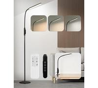 Trongle LED Floor Lamp, 2-in-1 Reading & Floor Lamp with Remote and Touch Control, 3 Color Temperature & 15 Brightness Levels, 360°Dimmable Gooseneck Standing Lamps for Living Room, Bedroom, Office